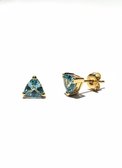 Unique & Co Gold Vermeil Blue Topaz Stud Earrings