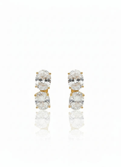 Gold Vermeil Oval Cubic Zirconia Drop Earrings