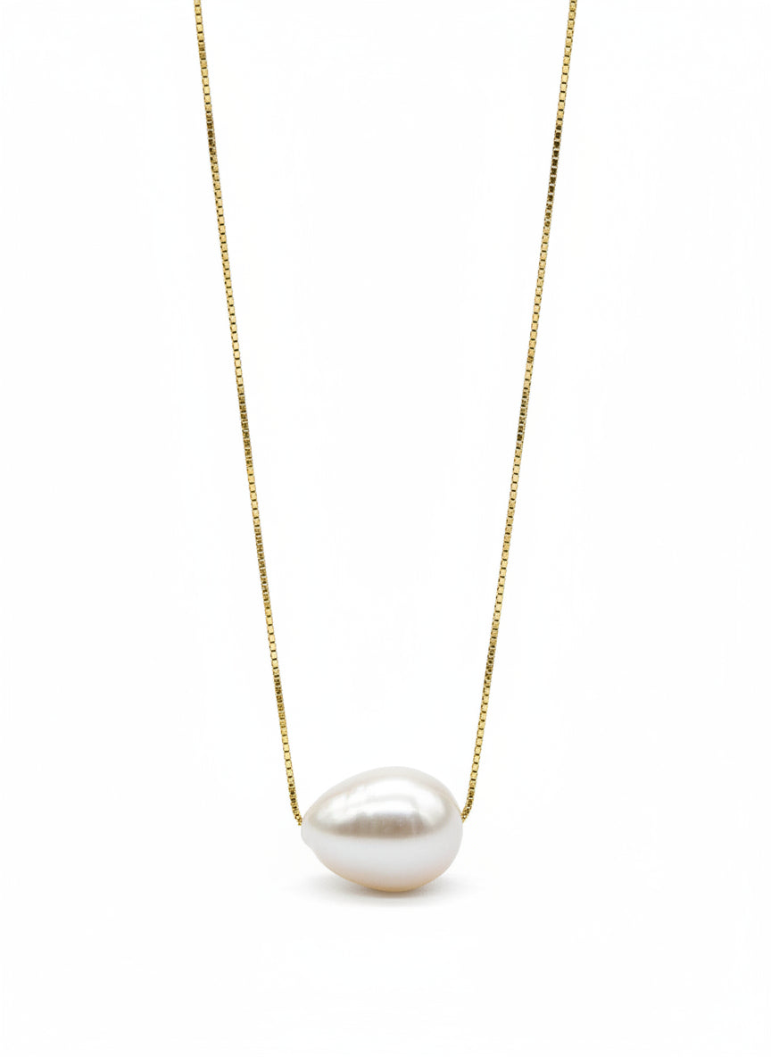 Yaron Morhaim Gold Vermeil Mini Baroque Pearl Slider Necklace