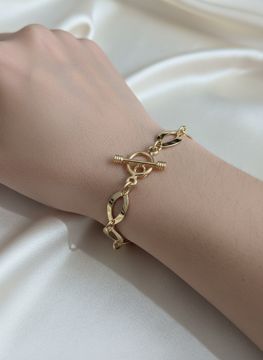 Gold Vermeil Flat Oval Link Bracelet