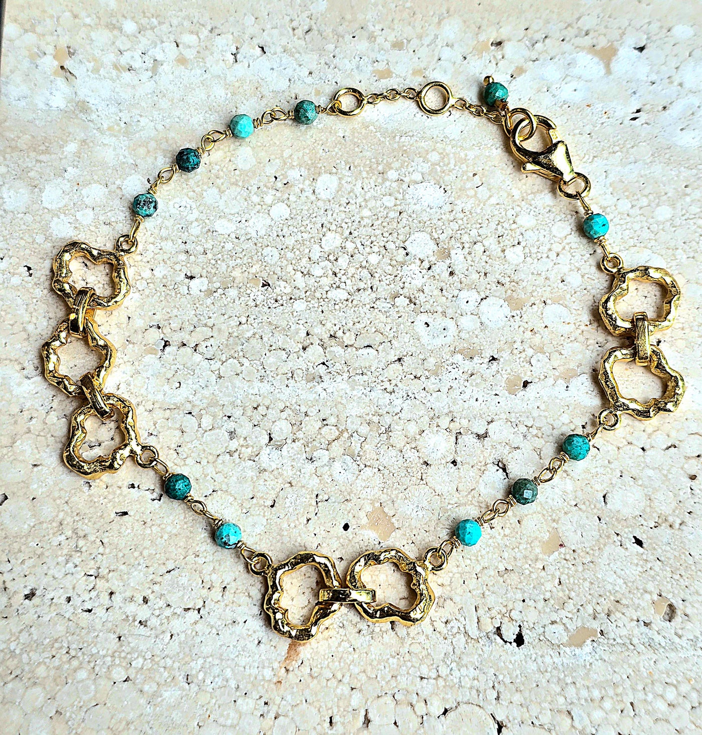 18ct Gold Vermeil Turquoise Irregular Circle Bracelet