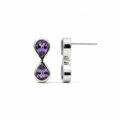 Unique & Co Sterling Silver Amethyst Drop Earrings