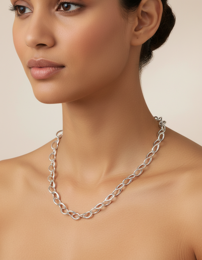 Sterling Silver Interlink Chain Necklace
