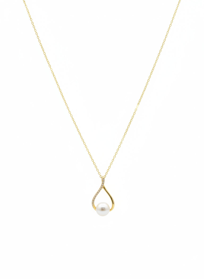 Sterling Silver Pearl Teardrop Pendant Necklace