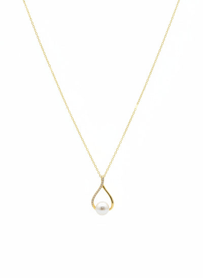 Sterling Silver Pearl Teardrop Pendant Necklace