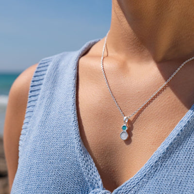 Sea Gems Silver Turquoise Mother of Pearl Pendant