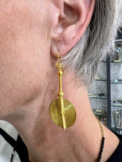 18ct Gold Vermeil Long Africa Disc Earrings