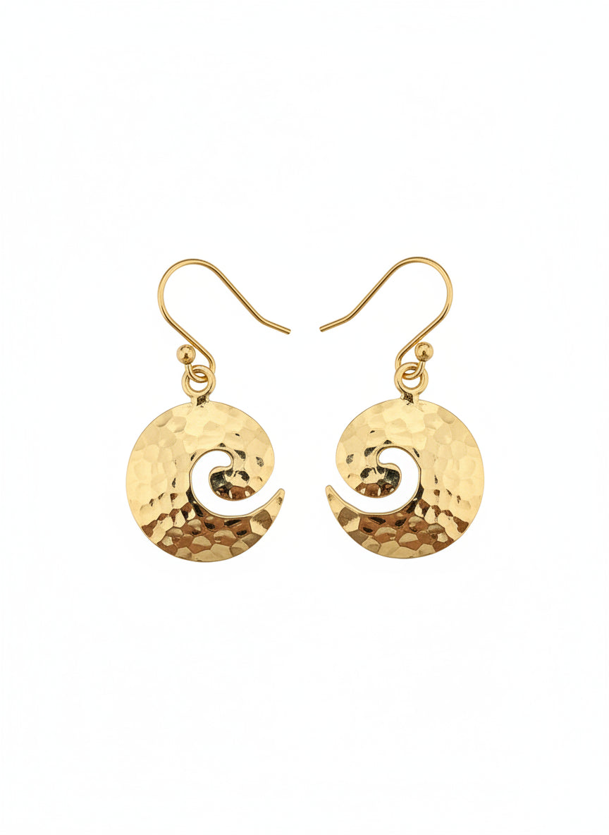 Gold Vermeil Hammered Swirl Earrings