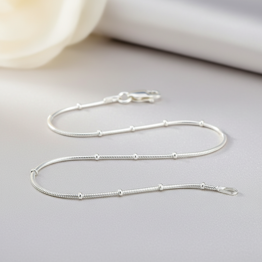 Beaded Snake Bracelet - Sterling Silver