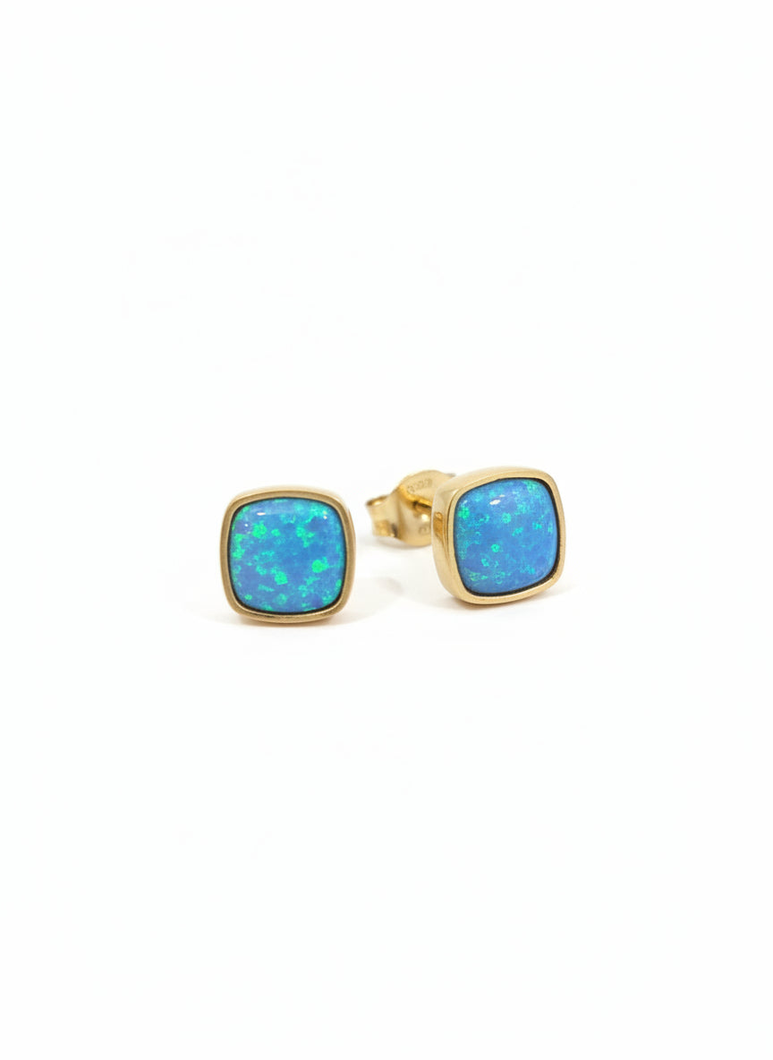 Yaron Morhaim Gold Opal Cushion Stud Earrings