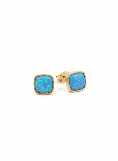 Yaron Morhaim Gold Opal Cushion Stud Earrings