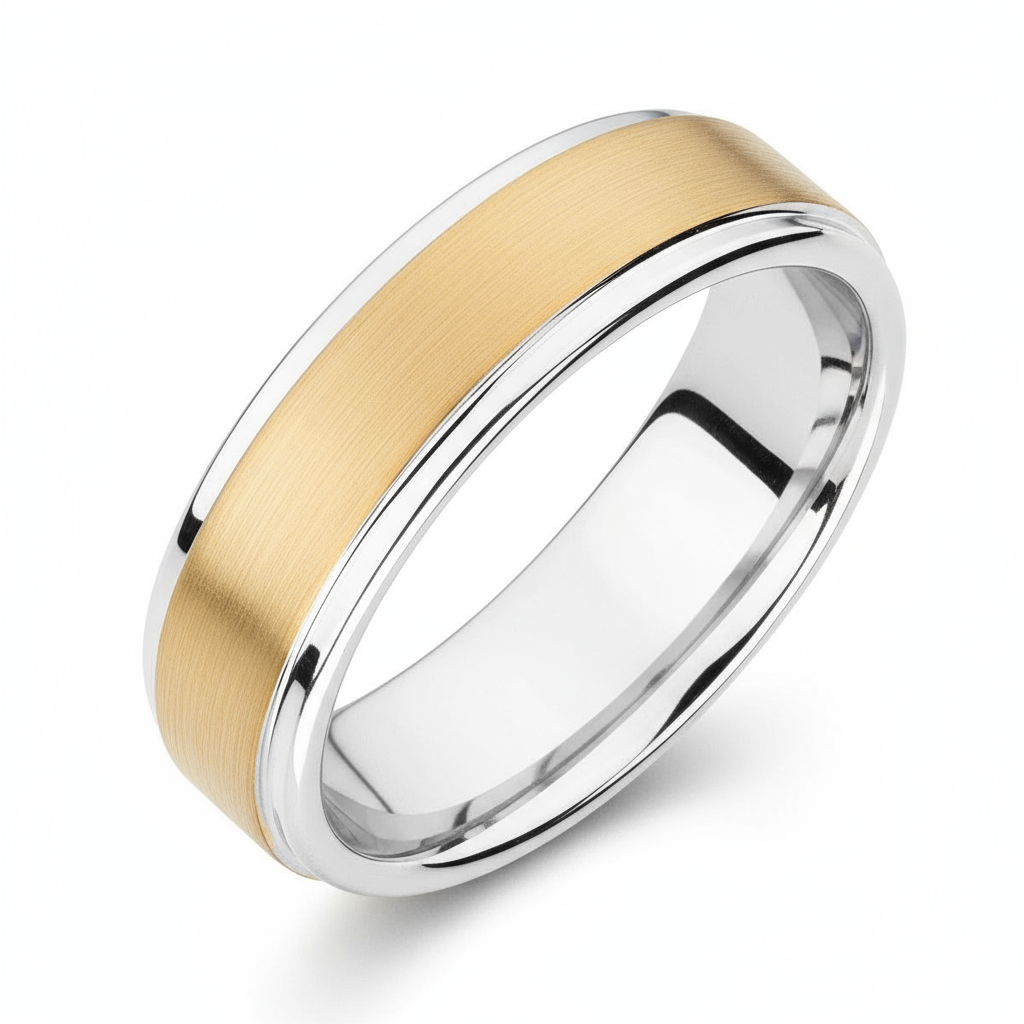 Flat Shaped Yellow IP Tungsten Ring