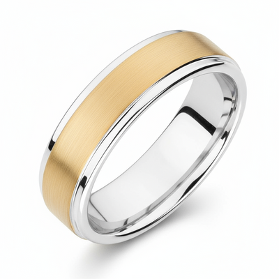 Flat Shaped Yellow IP Tungsten Ring