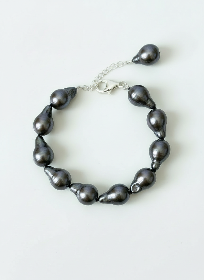 Sterling Silver Peacock Baroque Pearl Bracelet