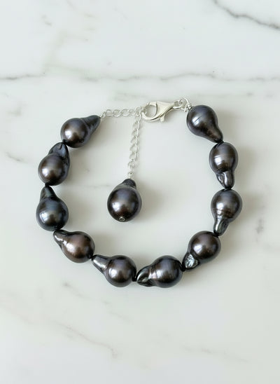 Sterling Silver Peacock Baroque Pearl Bracelet