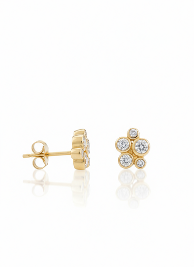 9ct Yellow Gold Lab Grown Diamond Cluster Stud Earrings