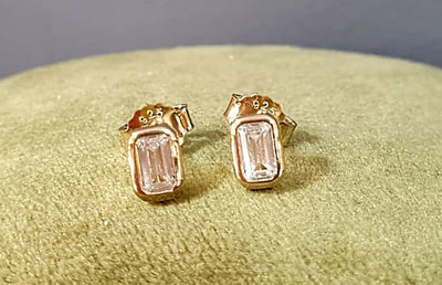 Unique & Co Gold Vermeil Cubic Zirconia Stud Earrings