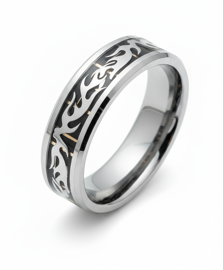 Tungsten Carbide Black Carbon Fibre Ring