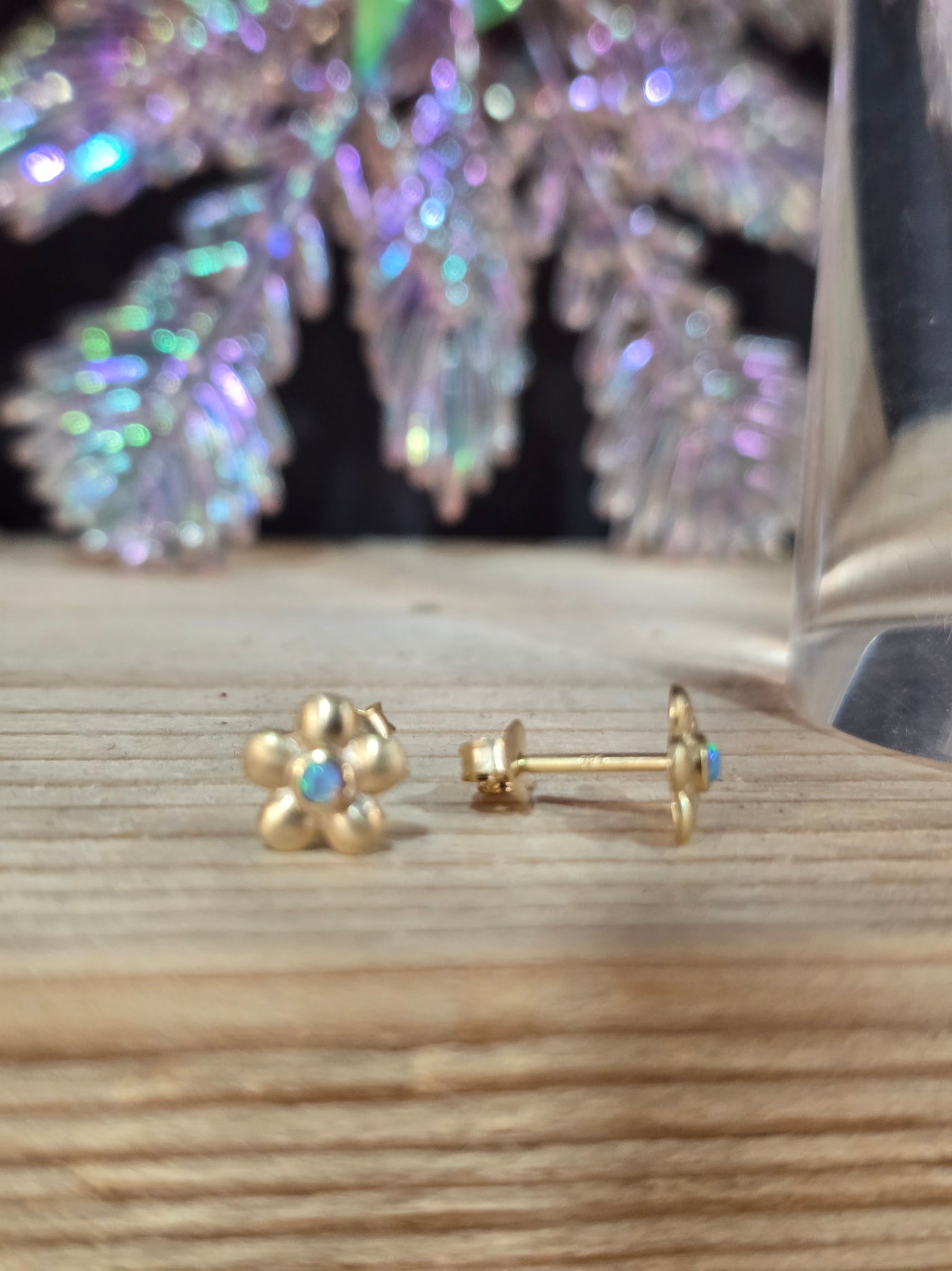 Yaron Morhaim Gold Opal Flower Stud Earrings