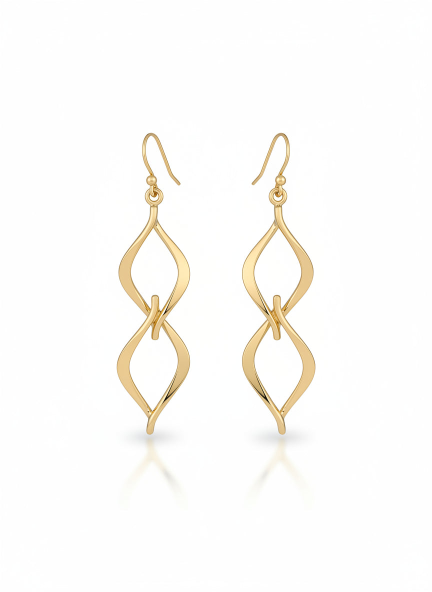 Gold Vermeil Twist Rhombus Drop Earrings