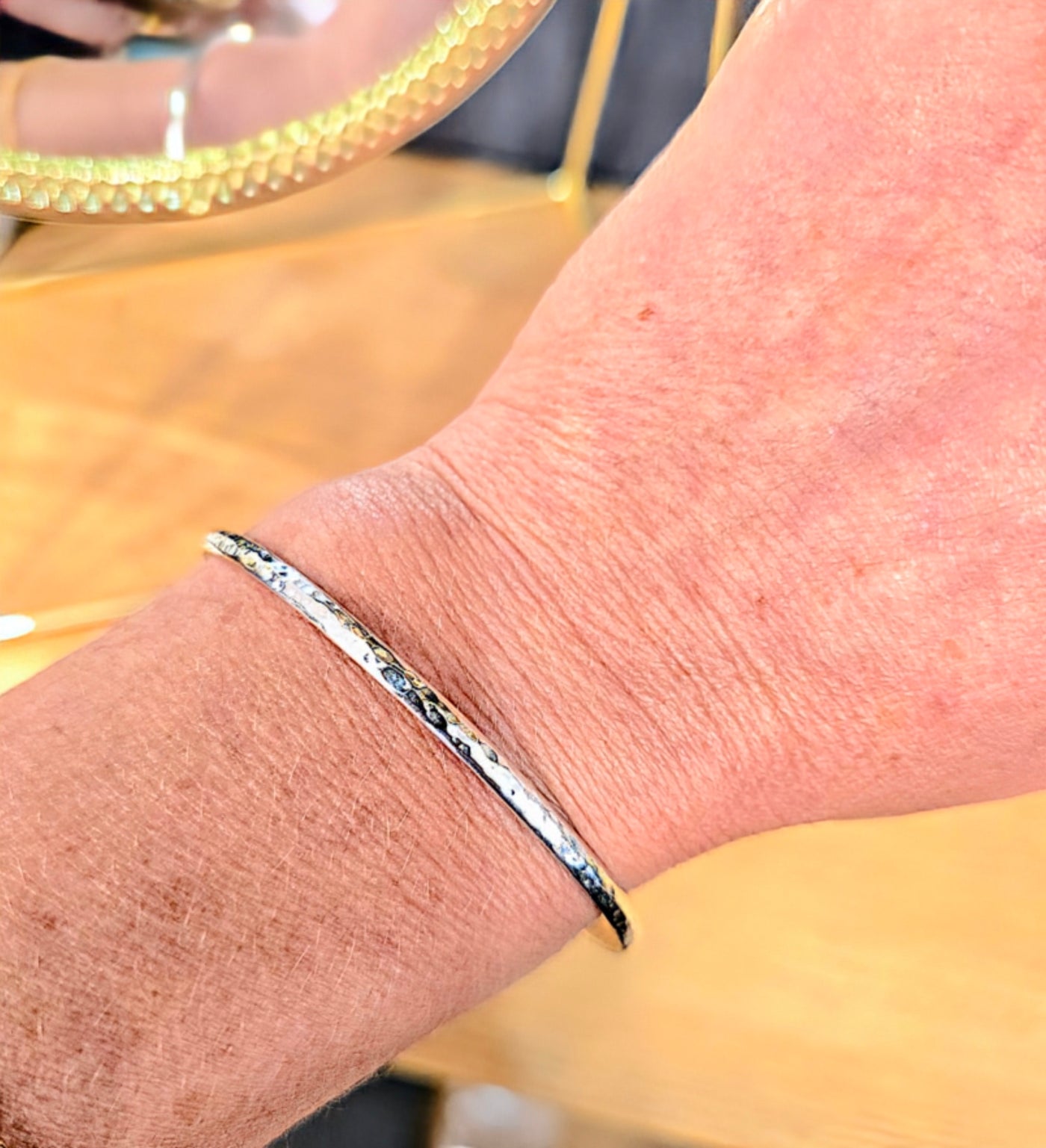 Sterling Silver Hammered Bangle