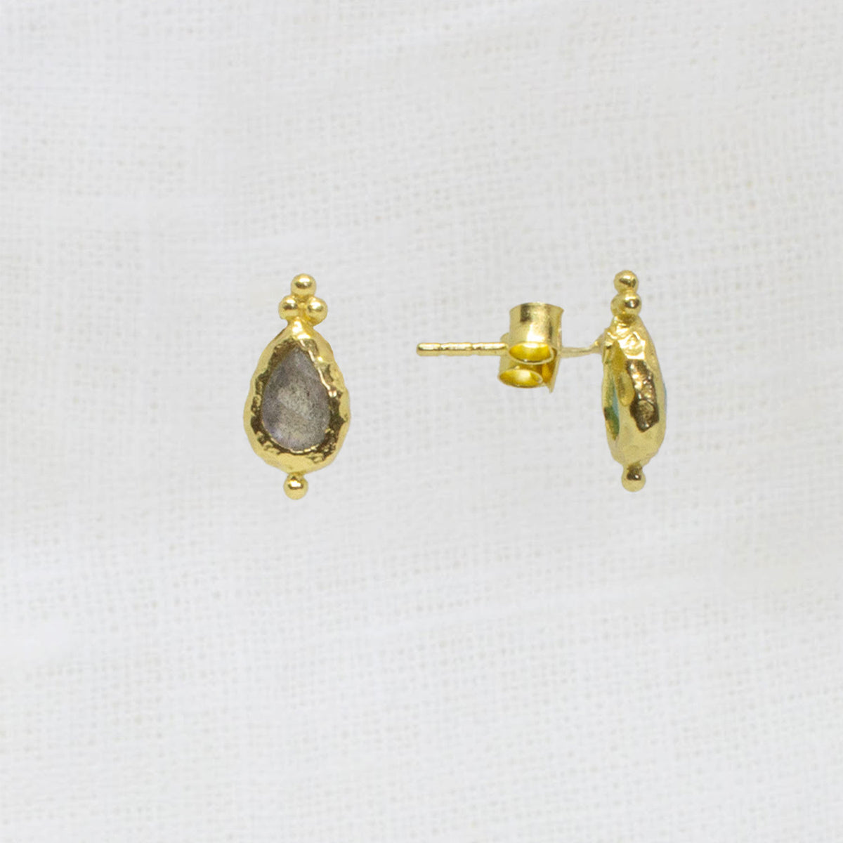 Gold Vermeil Labradorite Teardrop Stud Earrings