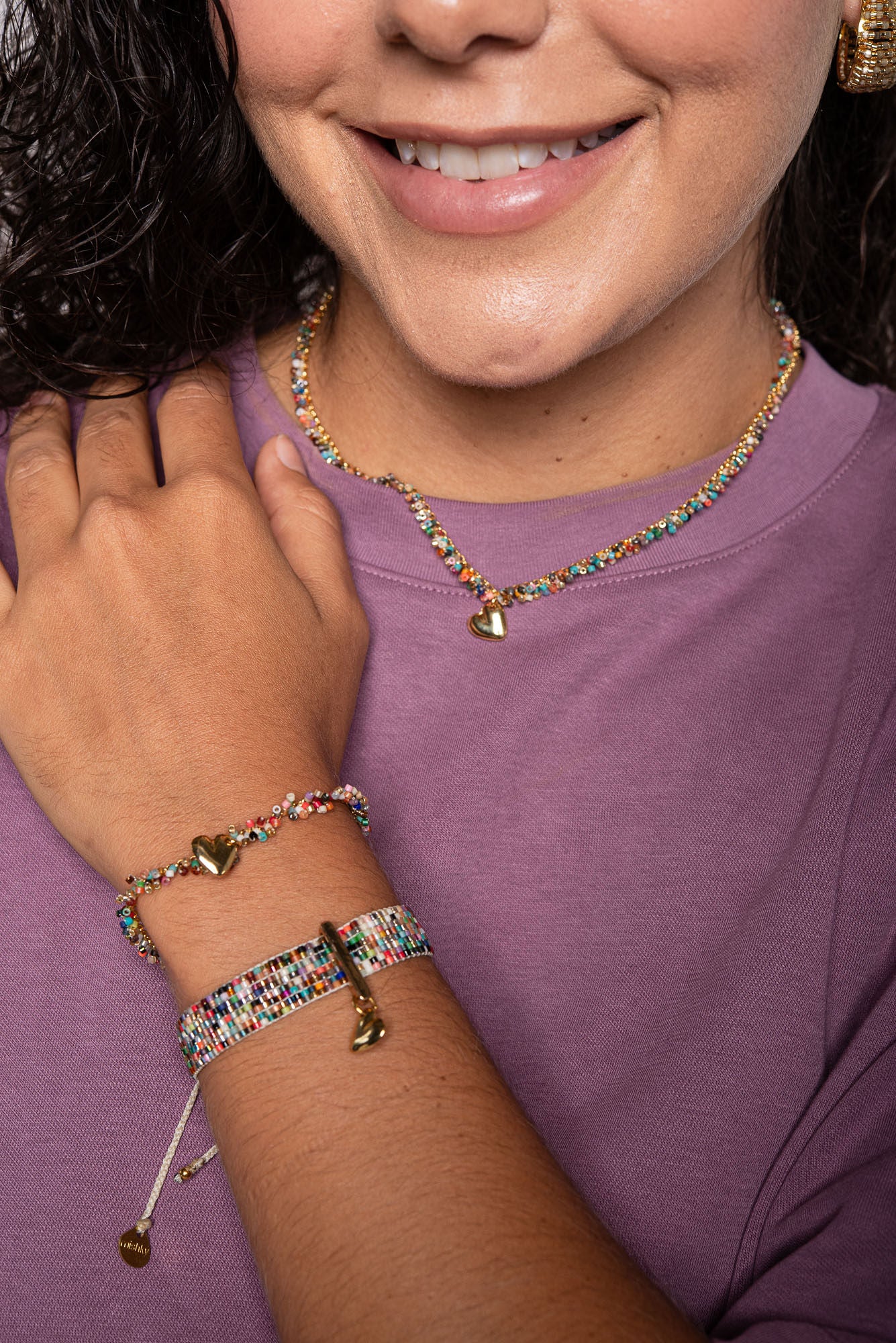 Mishky Flow Heart Multicolour Beaded Bracelet