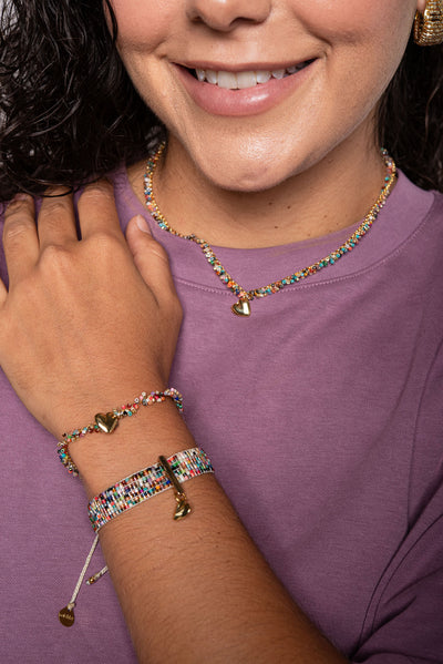 Mishky Flow Heart Multicolour Beaded Bracelet