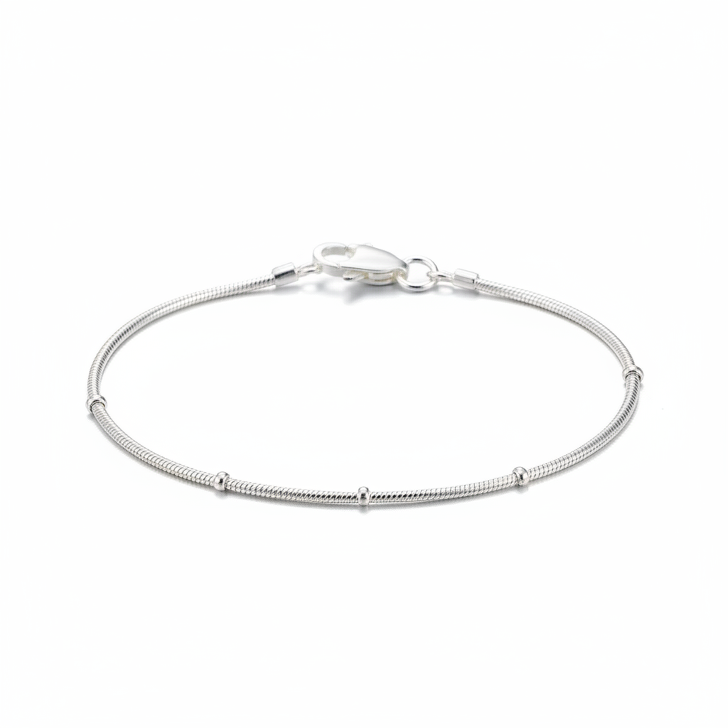 Beaded Snake Bracelet - Sterling Silver