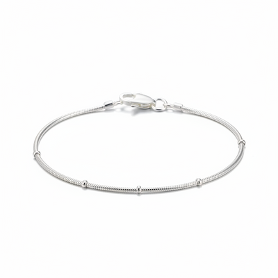 Beaded Snake Bracelet - Sterling Silver