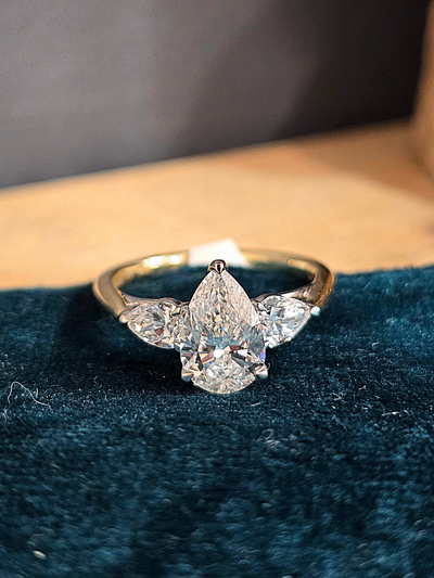 18ct Gold Platinum Lab Grown 3-Stone Diamond Ring