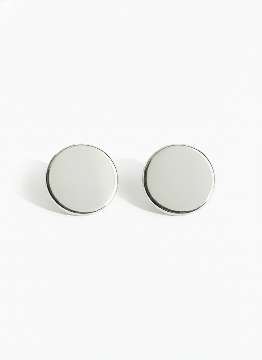 Sterling Silver Button Clip Earrings