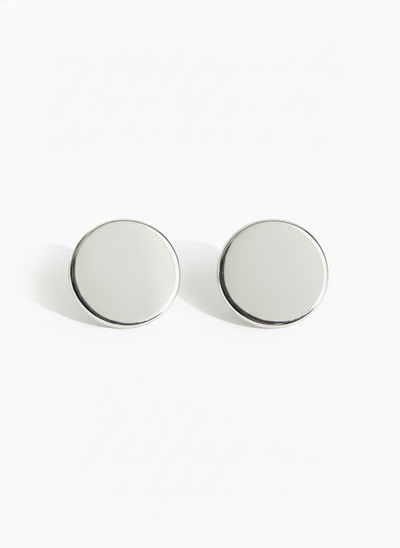 Sterling Silver Button Clip Earrings