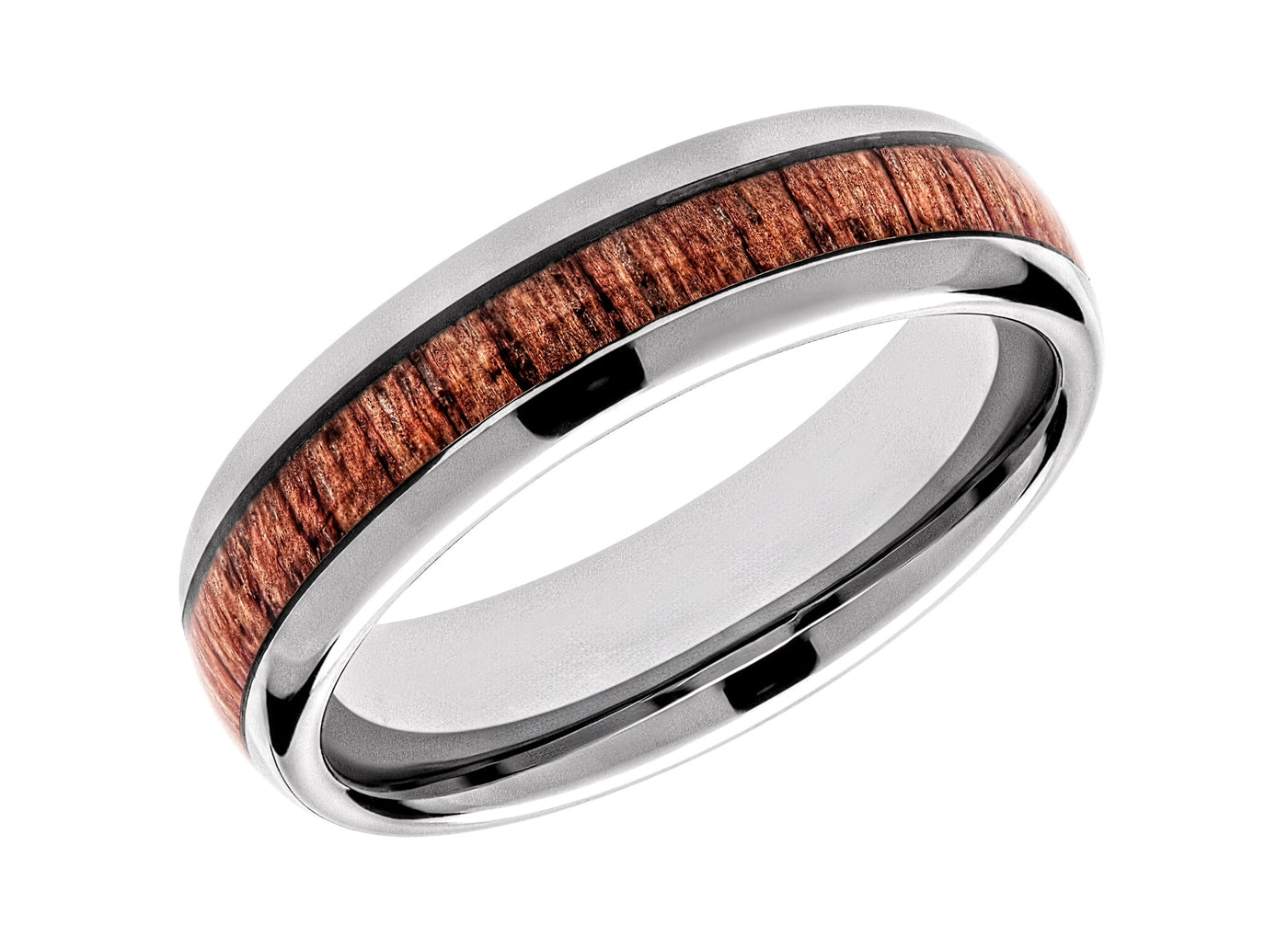 Tungsten Carbide Ring with Wood Inlay