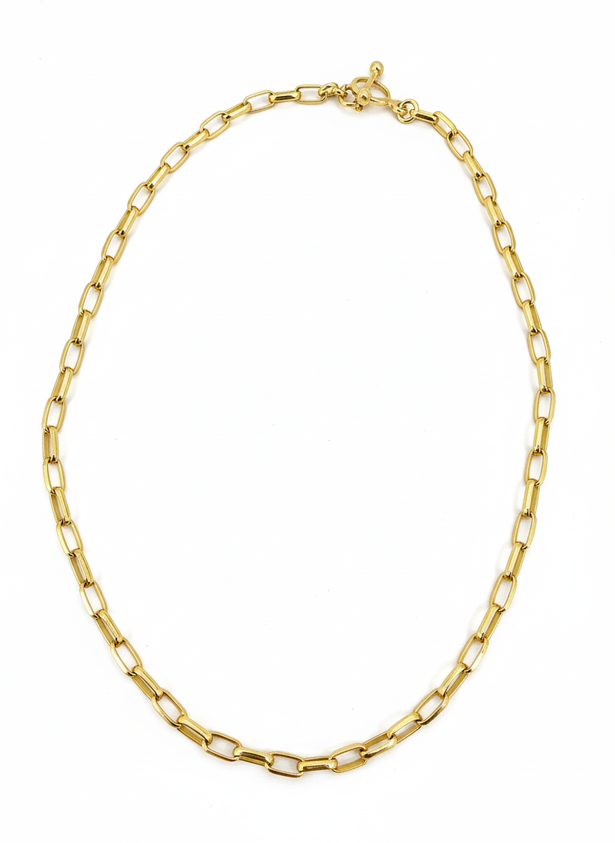 Gold Vermeil Rectangular Chain Necklace