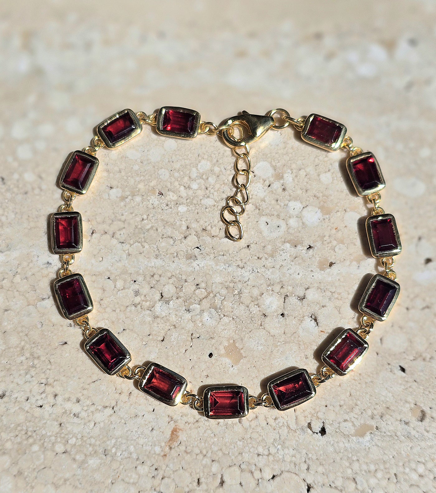 18ct Gold Vermeil Garnet Gemstone Bracelet