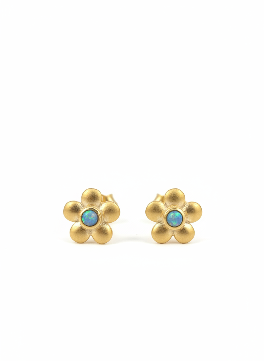 Yaron Morhaim Gold Opal Flower Stud Earrings