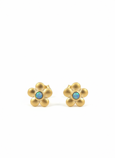 Yaron Morhaim Gold Opal Flower Stud Earrings