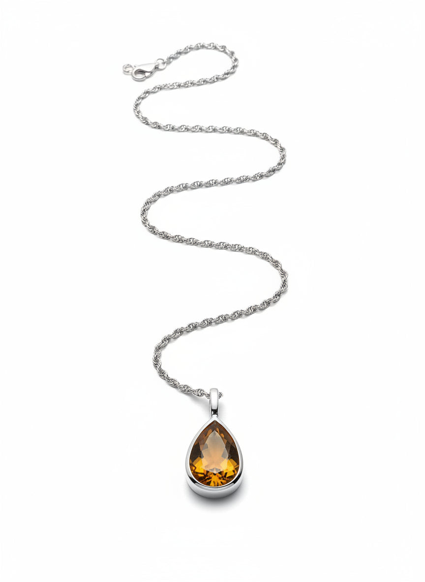 Unique & Co Sterling Silver Golden Citrine Pendant