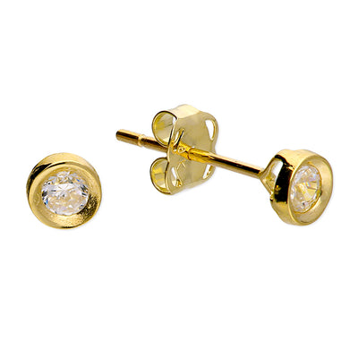 9ct Gold 3mm Cubic Zirconia Round Stud Earrings