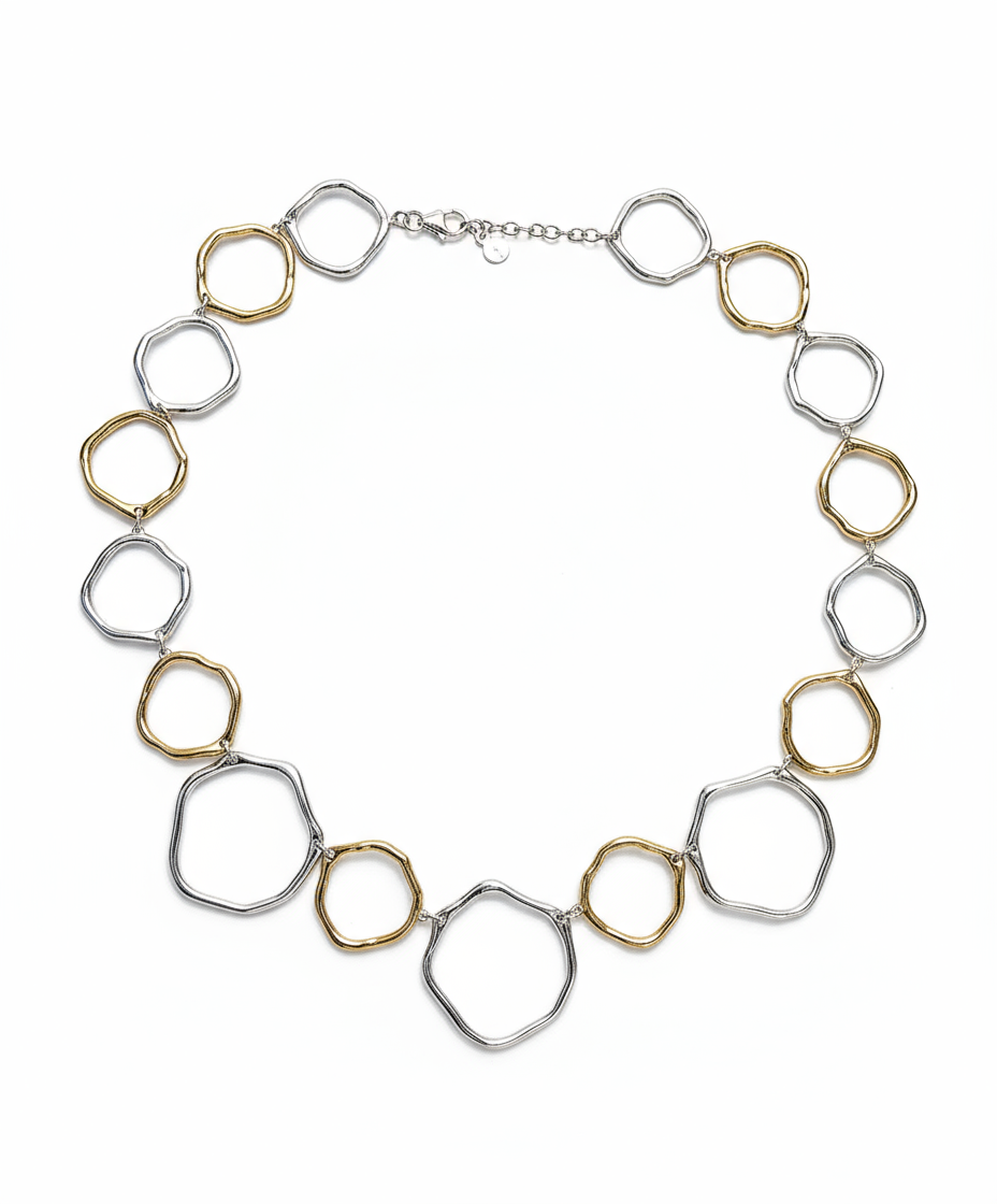 Two Tone Organic Circles Necklace