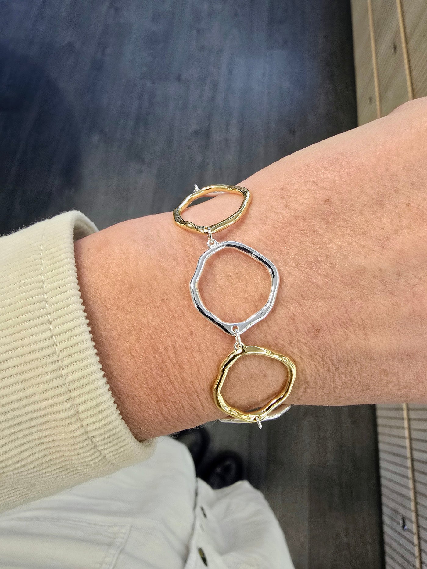 Two Tone Organic Circle Bracelet