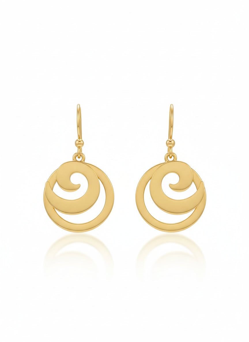 Gold Vermeil Spiral Circle Drop Earrings