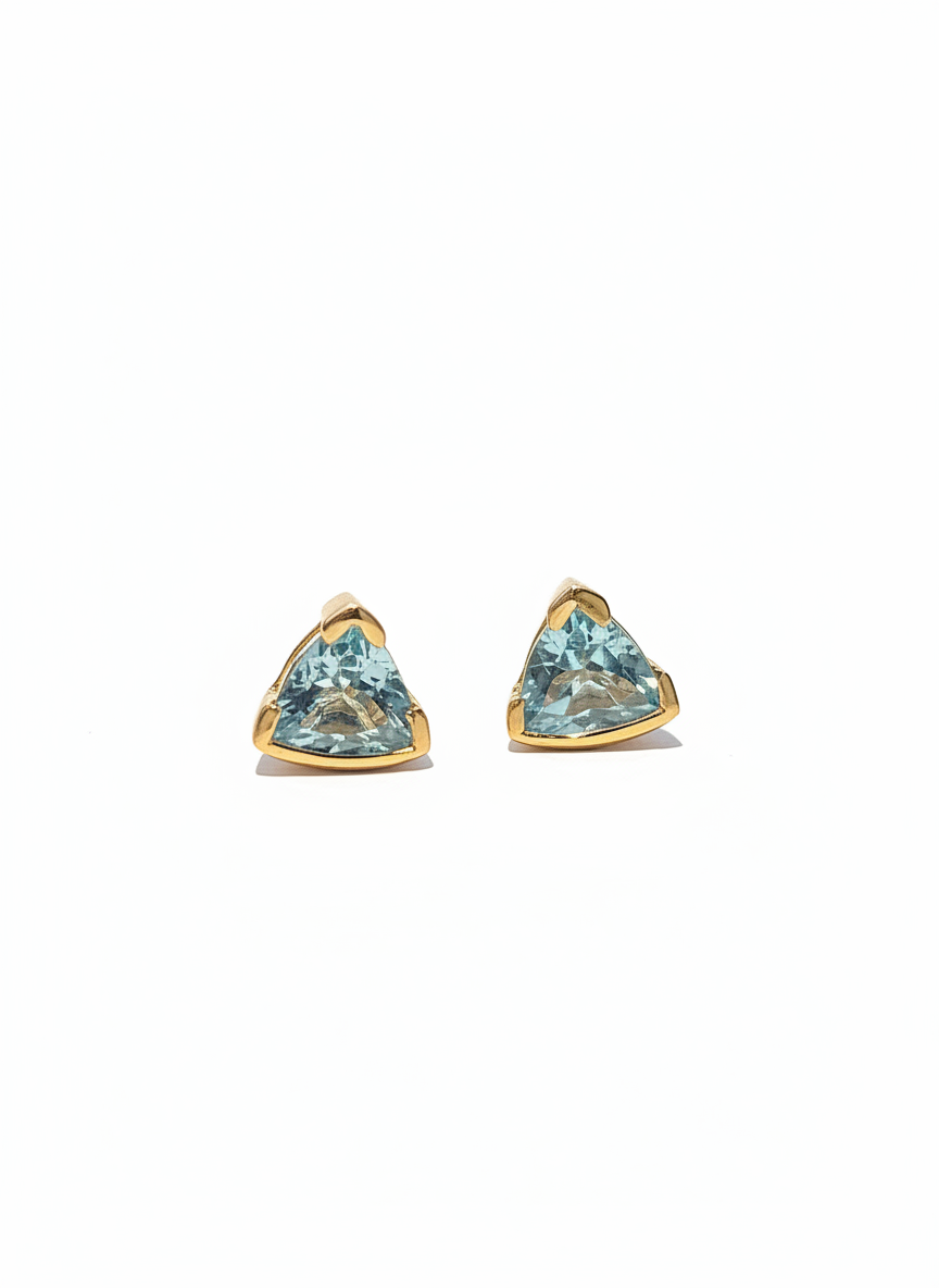 Unique & Co Gold Vermeil Blue Topaz Stud Earrings