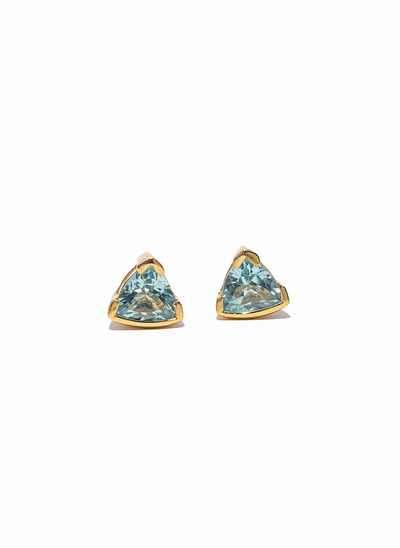 Unique & Co Gold Vermeil Blue Topaz Stud Earrings