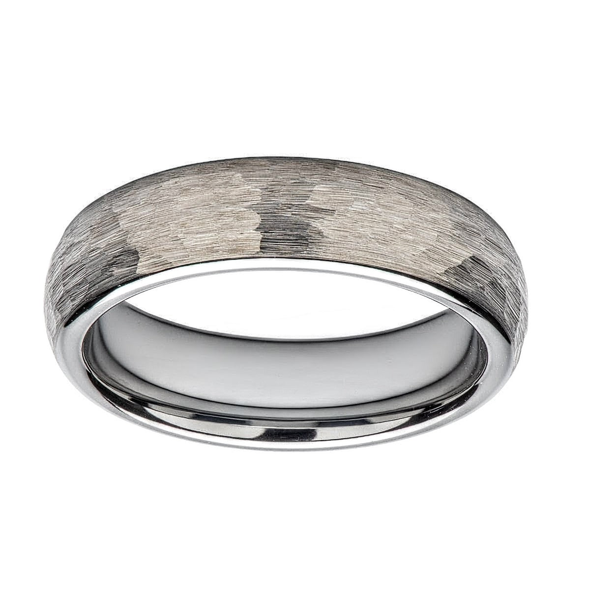 Hammered Polished Matt Finish Tungsten Band Ring