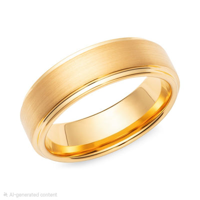 Flat Court Tungsten Carbide Yellow IP Ring