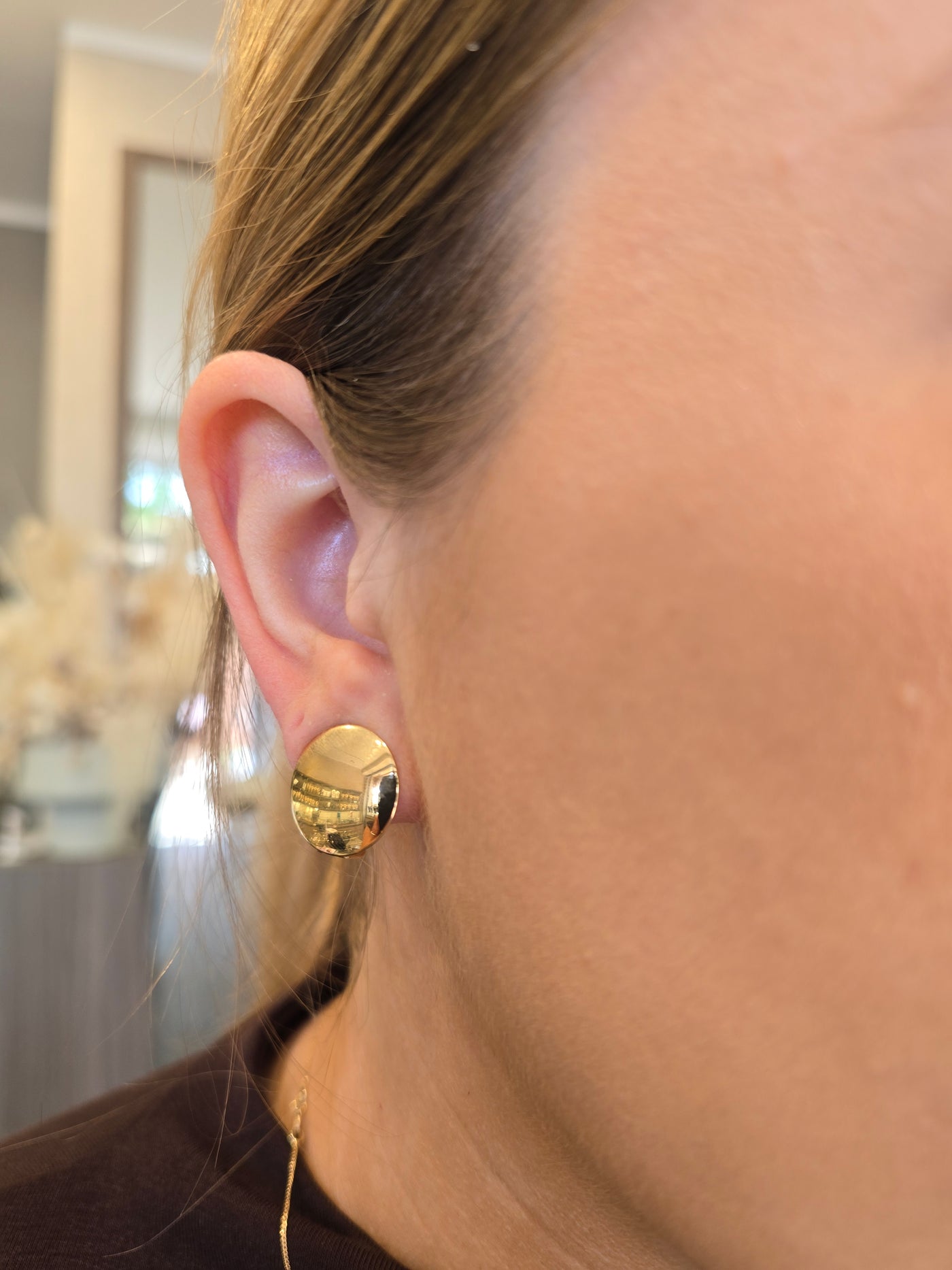 Gold Vermeil Button Clip Earrings