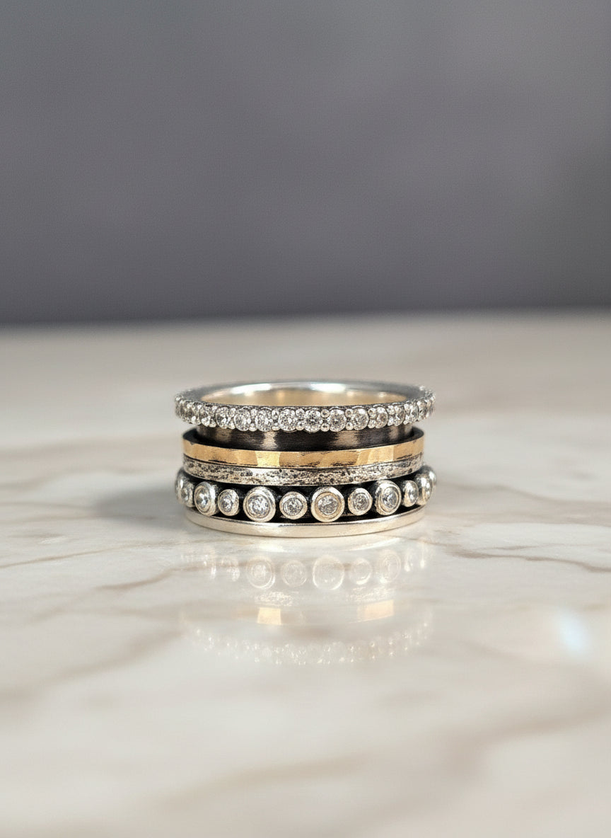 Yaron Morhaim 9ct Gold and Silver Spinning Ring
