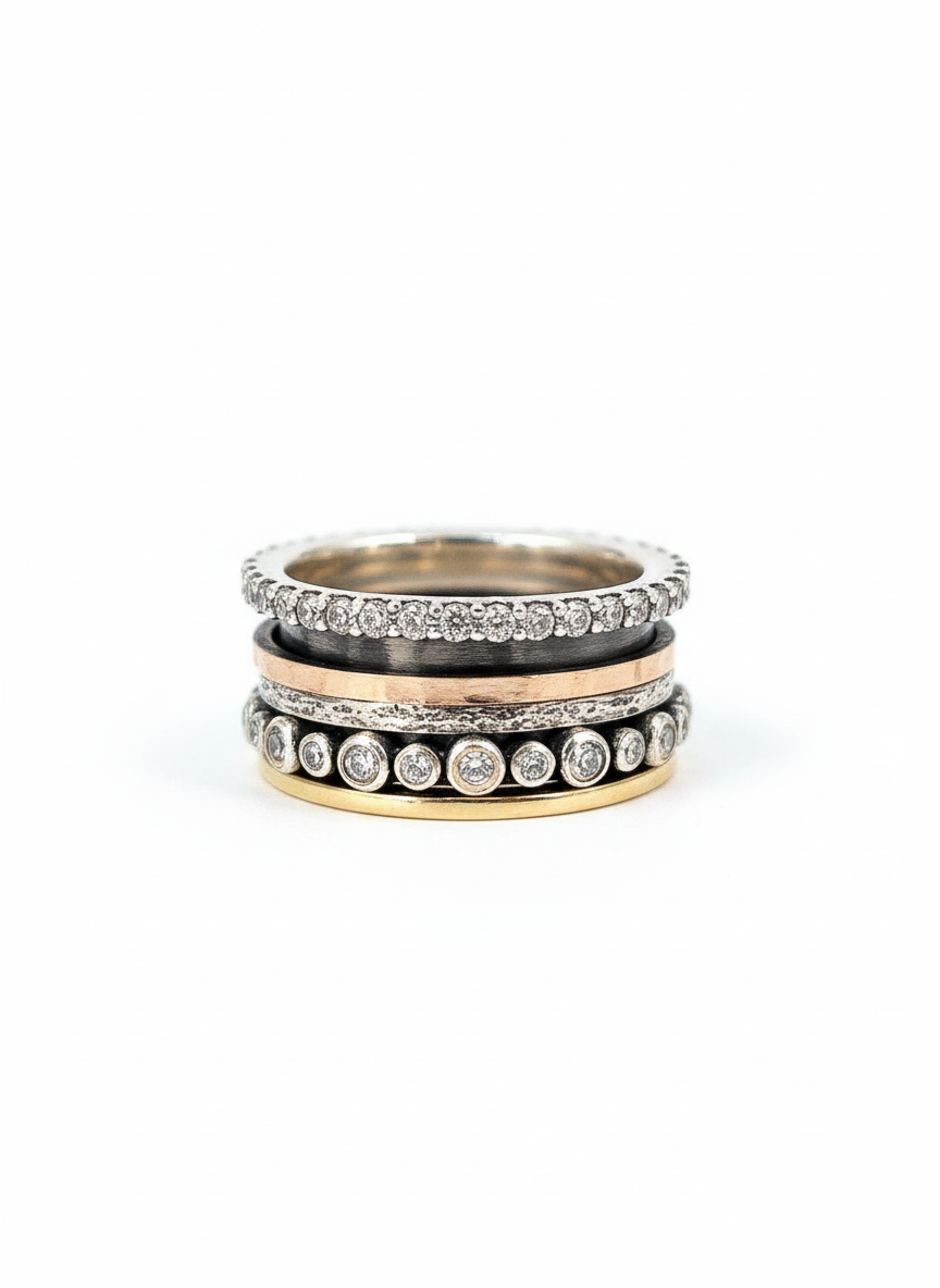 Yaron Morhaim 9ct Gold and Silver Spinning Ring
